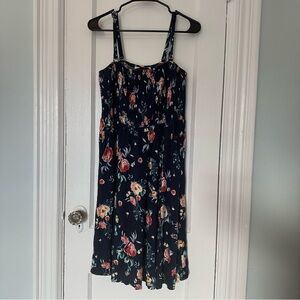 Torrid Floral Print Navy Women's Adjustable Spaghetti Strap Midi Dress 00 Large